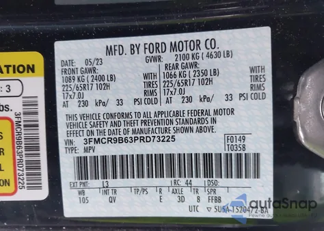 2023 Ford Bronco from USA, damaged, VIN 3SMCR9B63PRD73225